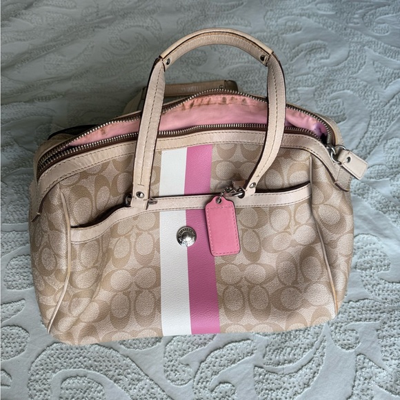 Coach Beige and Pink Satchel - Picture 1 of 4